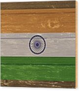 India National Flag On Wood Wood Print