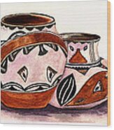 Native American Pottery Wood Print
