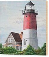 Nauset Beach Memories Watercolor Painting Wood Print