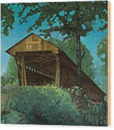 Nectar Covered Bridge In Moonlight Wood Print