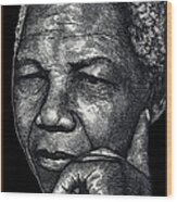 Nelson Mandela Portrait Wood Print