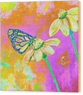 Neon Butterfly Wood Print