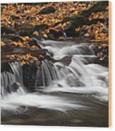 New England Fall Foliage And Waterfall Cascades Wood Print