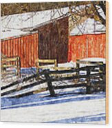 New England Snow Wood Print
