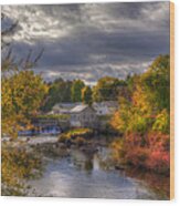 New England Town In Autumn Wood Print