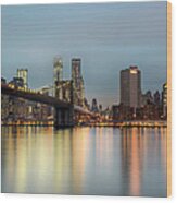 New York City & Brooklyn Bridge Wood Print