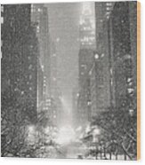 New York City - Winter Night Overlooking The Chrysler Building Wood Print
