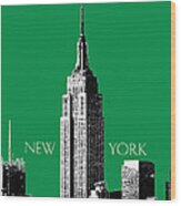 New York Skyline Empire State Building - Forest Green Wood Print