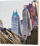 New York Skyscrapers From Central Park Wood Print