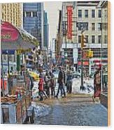 New York Winter Street Scene Wood Print