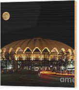 Night And Moon Wvu Basketball Arena Wood Print