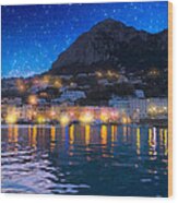 Night Falls On Beautiful Capri - Italy Wood Print