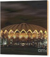 Night Wvu Basketball Coliseum Arena In Wood Print