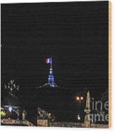 Nighttime On The Seine Wood Print
