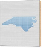 North Carolina Map Blue Dot Pattern Wood Print