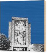 Notre Dame University Skyline Hesburgh Library - Royal Blue Wood Print