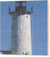 Nubble Lighthouse Maine Painterly Effect Wood Print