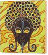 Nubian Modern Afro Mask Wood Print