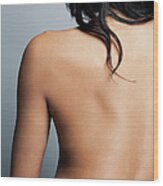 Nude Young Woman With Her Back Towards Wood Print