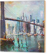 Ny City Brooklyn Bridge Ii Wood Print