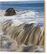 Ocean Waves Breaking Over The Rocks Photography Wood Print