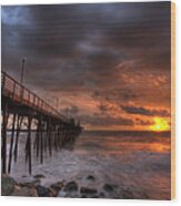 Oceanside Pier Perfect Sunset Wood Print