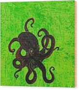 Octopus Black Wood Print