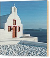 Oia Church, Santorini, Greece Wood Print