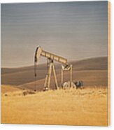 Oil Industry Well Pumps Wood Print