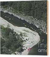 Oing Down Ardeche River On Canoe. Ardeche. France Wood Print