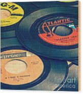 Old 45 Records Square Format Wood Print