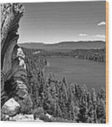 Old And New Of Cascade Lake B And W Wood Print