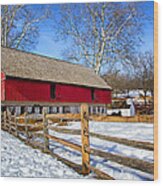 Old Barn In Winter Wood Print