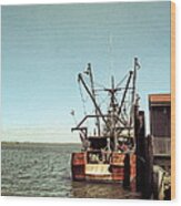 Old Fishing Boat Wood Print