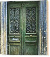 Old Green Door Wood Print