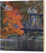Old Railroad Bridge In The Fall Wood Print