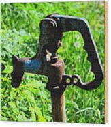 The Old Rusty Water Pump Wood Print
