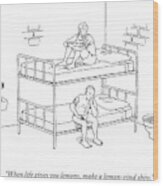 One Prisoner Sitting On The Top Of A Bunk Bed Wood Print