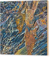 Orange And Blue Rock Abstract Wood Print
