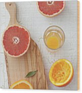 Orange And Grapefruit Wood Print