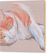 Orange And White Tabby Cat With Gold Eyes Wood Print