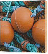 Orange Net Floats Wood Print