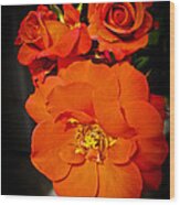 Orange Rose Trio Wood Print