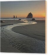 Oregon Coast Sunset Wood Print