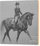 Original Drawing Sketch Lady Noblewomen And Horse Art Pencil On Paper By Hongtao Wood Print