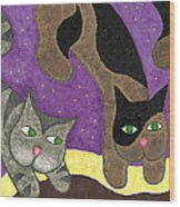 Over Cover Cats Wood Print