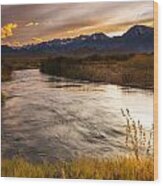 Owens River Sunset Wood Print