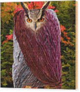 Owl In Heavy Winter Coat - Painterly Wood Print