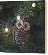 Owly Christmas Wood Print