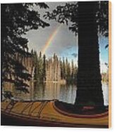 Oyama Lake - Kayaking Wood Print